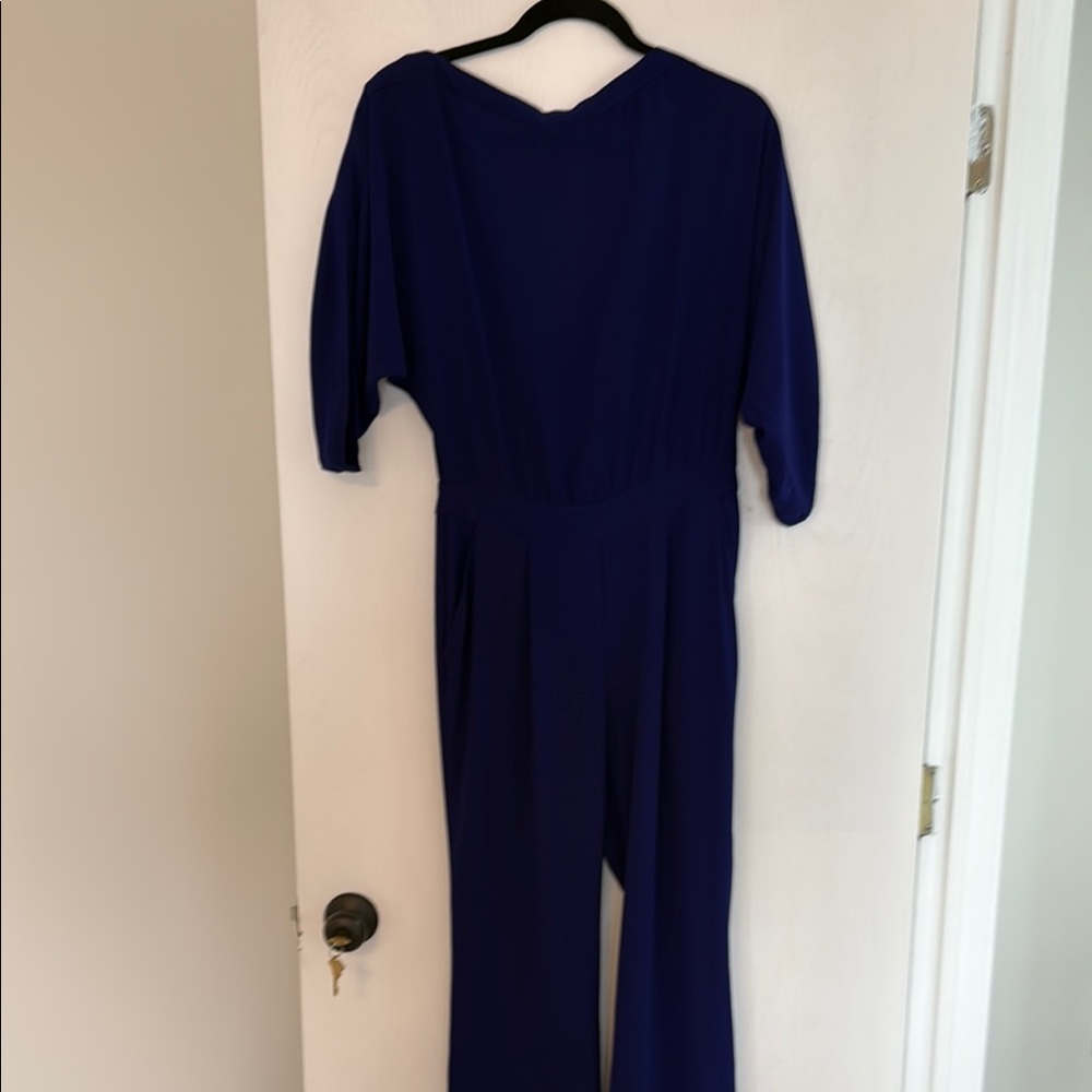 Diane Von Furstenberg Blue Jumpsuit with Wide-Leg Design